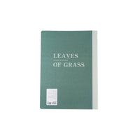 B5 notebook back cover, green with centered 'LEAVES OF GRASS' text
