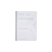 B5 notebook, white cover with 'ODE TO FREEDOM' title in gray lettering