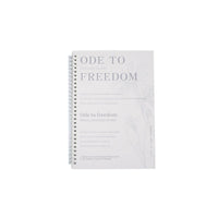 B5 coil notebook cover, white with “Ode to Freedom” title
