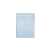 A6 rubber-covered notebook with matte finish, light blue cover with printed star motif