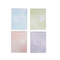 Set of four A6 matte rubber notebooks with pastel covers: blue, mint, pink, and violet