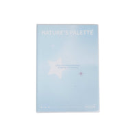 B5 notebook with pastel light blue matte rubber cover and “NATURE’S PALETTE” text