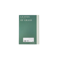 A5 hardcover journal, green cover with “Leaves of Grass” text and barcode label