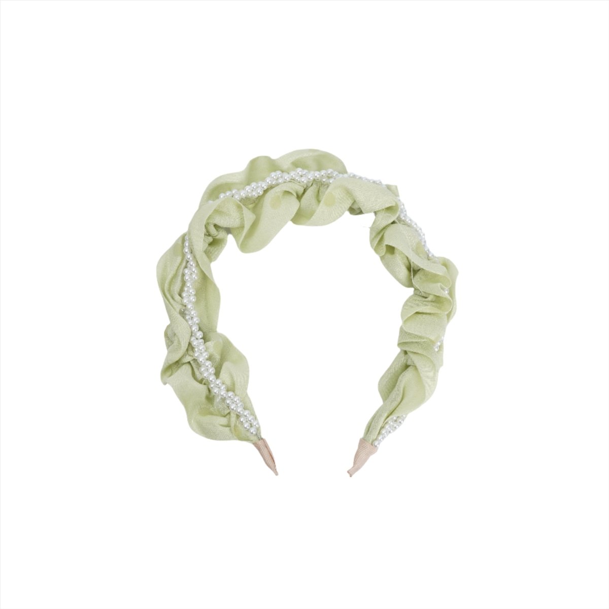 Light Green Fabric Headband with Pearl Decoration 2