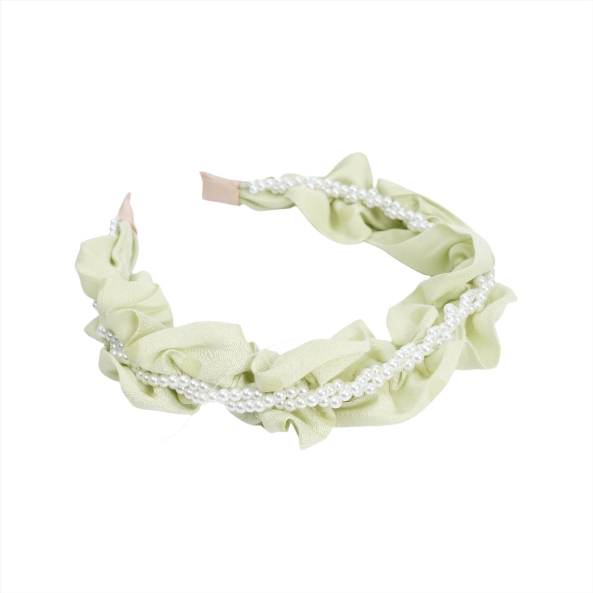 Light Green Fabric Headband with Pearl Decoration 1