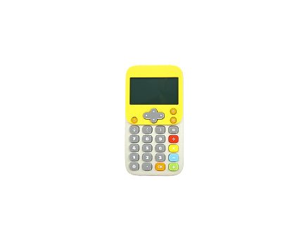 Compact yellow math exercise pad with dark screen and button keypad