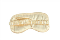 Silk sleep eye mask, cream satin with ruched elastic band and curved eye cups