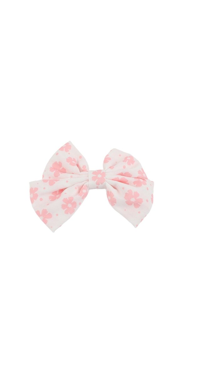Pink Floral Pattern Hair Bow Clip 1