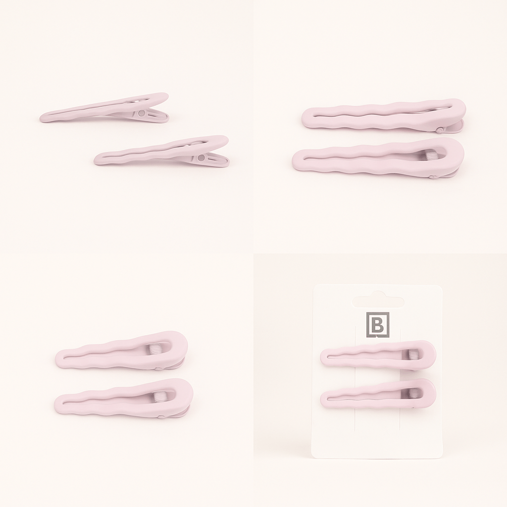 Pack of 3 Light Pink Curved Hair Clip Sets