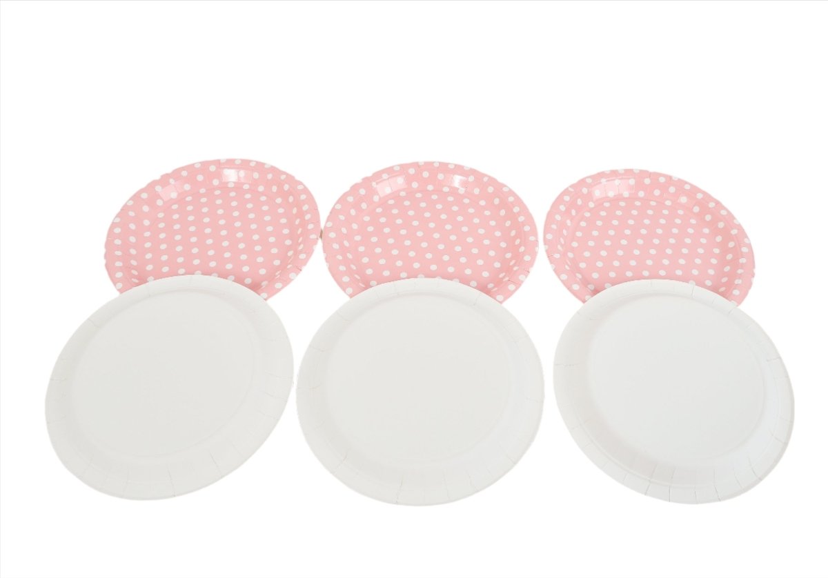 Pink Polka Dot Paper Plates (6 Pack) - MIDI