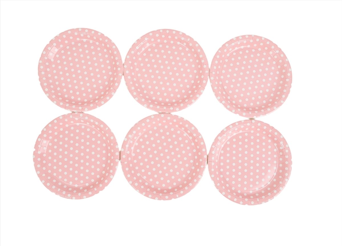 Pink Polka Dot Paper Plates (6 Pack) - MIDI