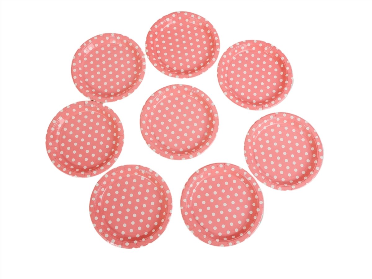 Pink Polka Dot Paper Plates - Elegant Parties - MIDI