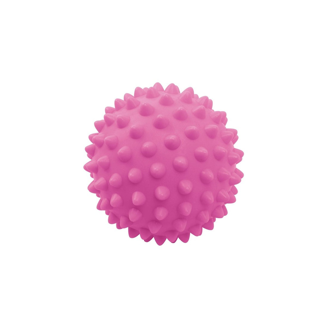 Pink textured massage ball with dense spiky nodules, rounded shape