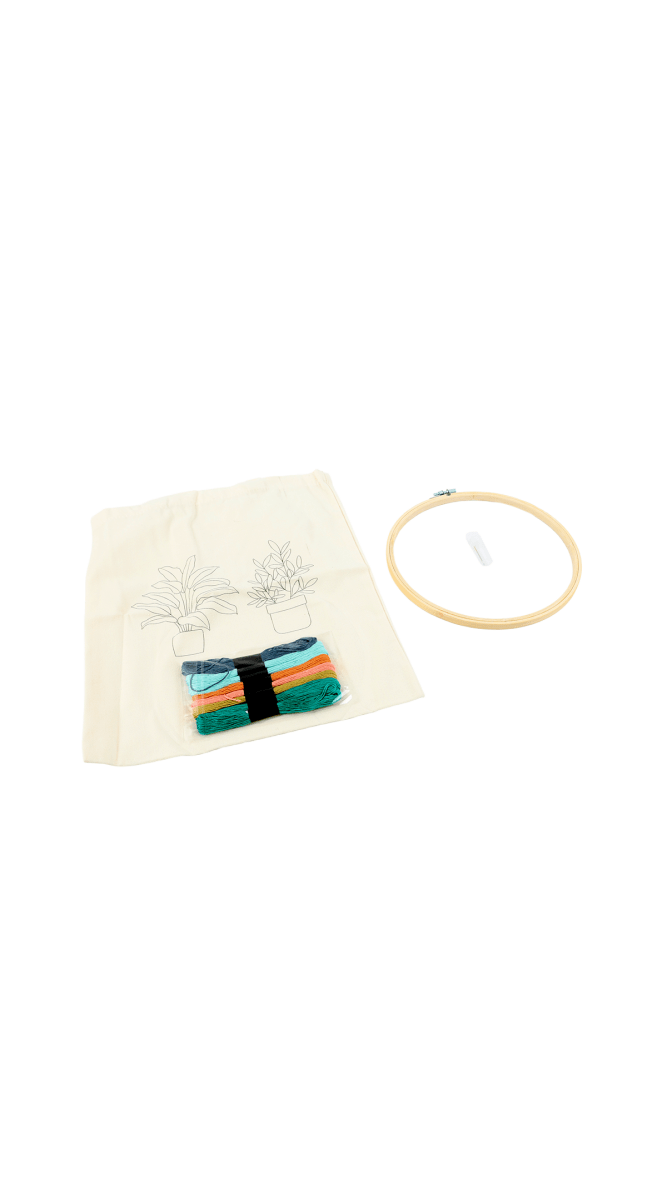 Plant Embroidery Tote Bag Kit - MIDI