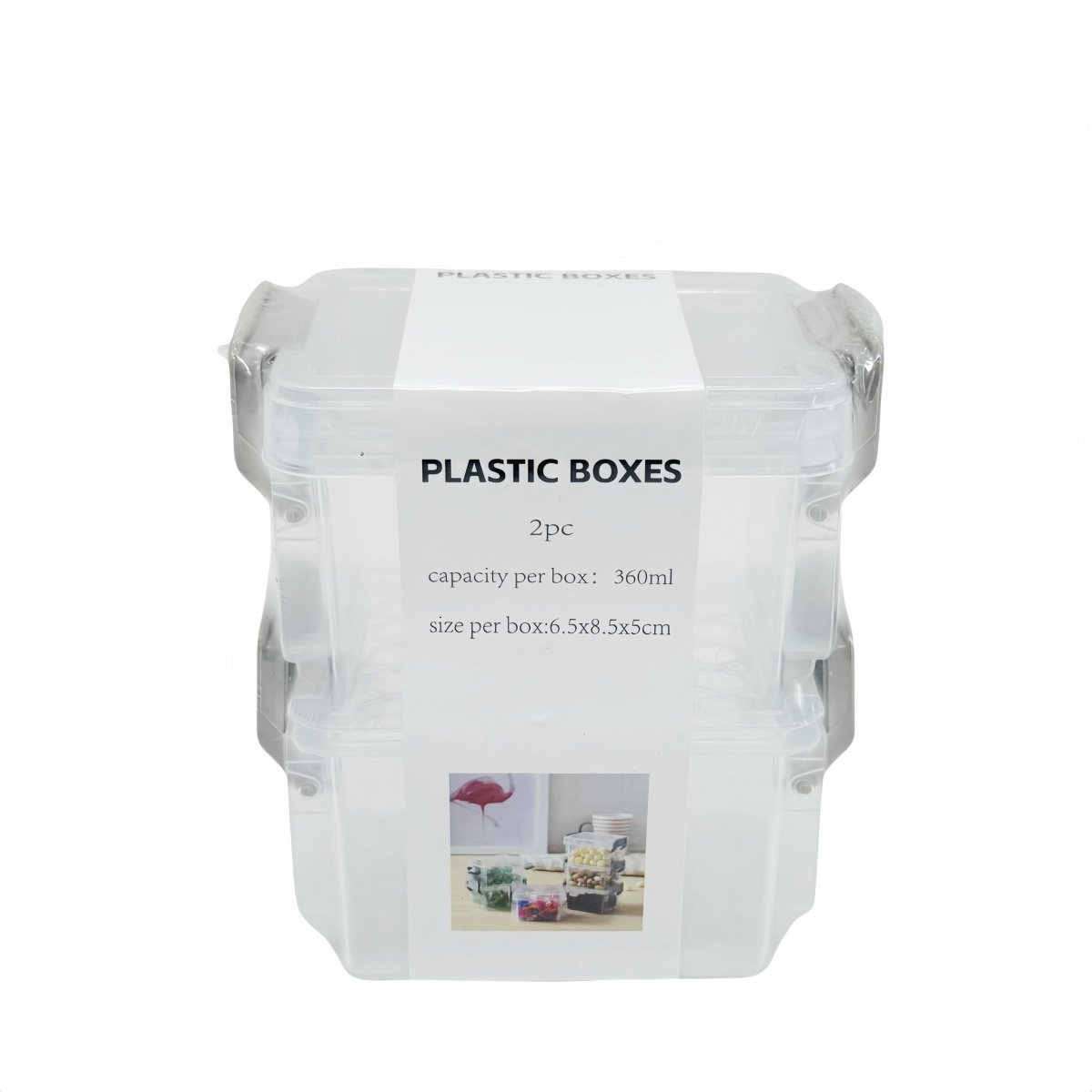 Plastic Storage Boxes 2pcs – 360ml Clear Containers - MIDI