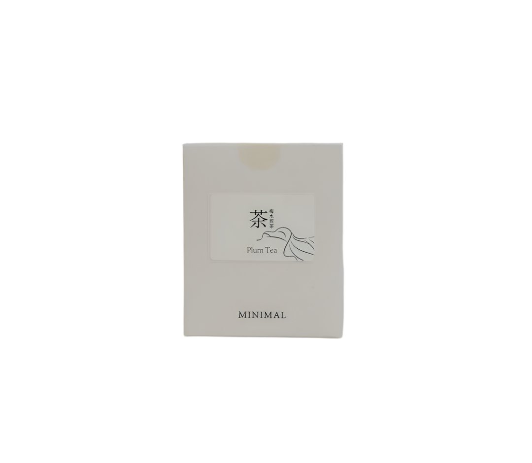 Plum tea scented candle box with front label and minimalist branding