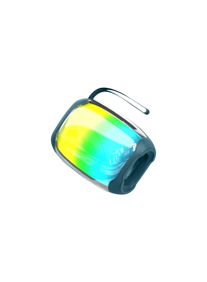 Portable Bluetooth speaker with rainbow LED light panel and carrying loop