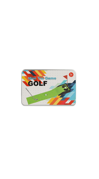Mini golf game set box with colorful course graphic and age label