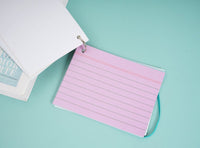 Pink portable study cards with metal ring and lined pages