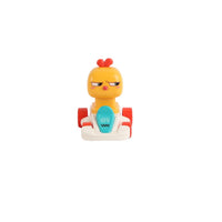 Orange animal kart racer with red head accents, teal cockpit, white base