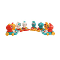 Assorted animal kart racers with multiple characters driving on connected vehicles
