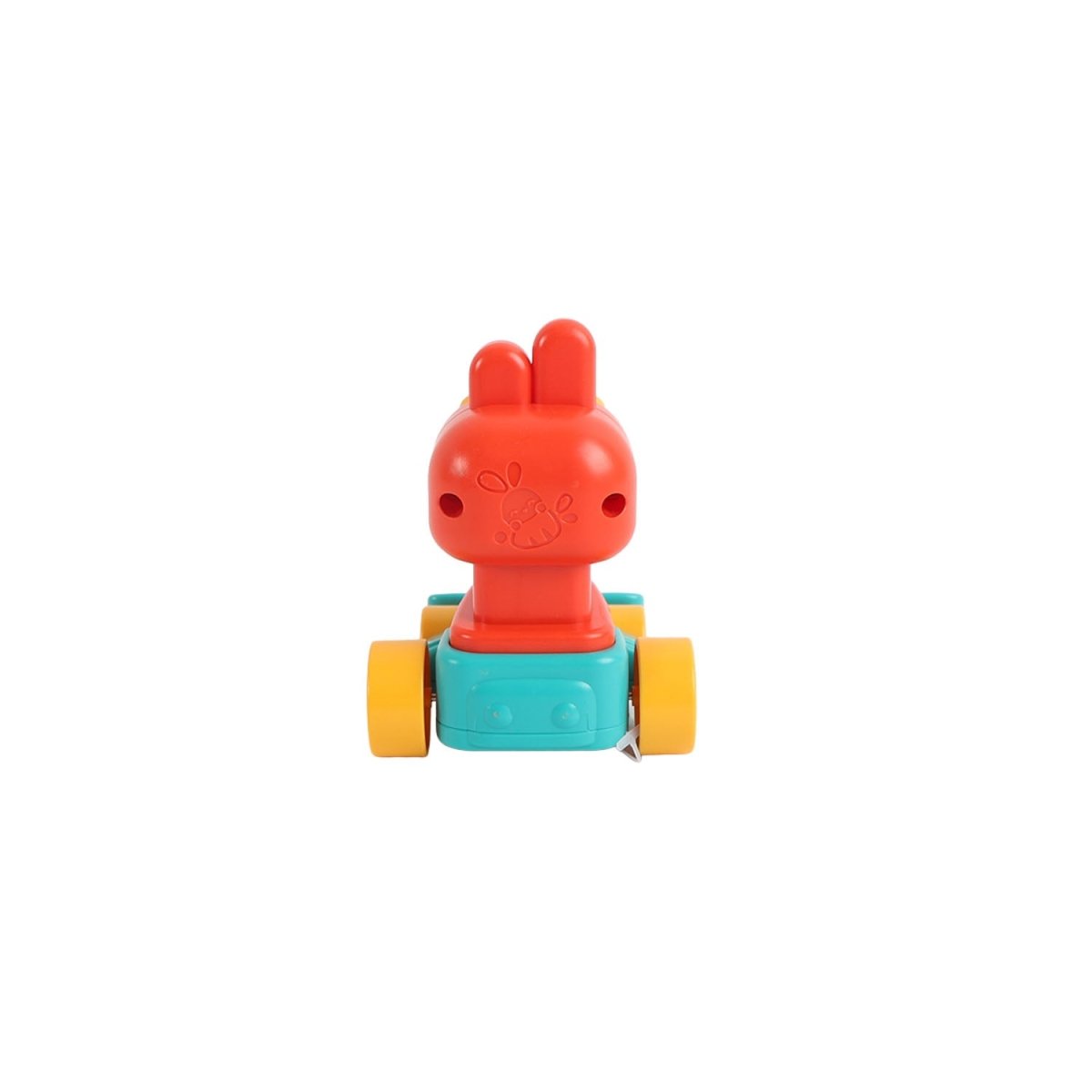 Red animal kart racer with teal chest panel and yellow wheels