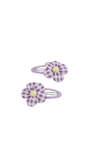 Purple Checkered Floral Fabric Hair Clips 2