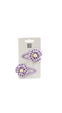 Purple Checkered Floral Fabric Hair Clips 3