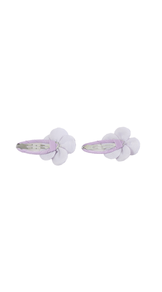 Purple Checkered Floral Fabric Hair Clips 5