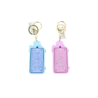 Rabbit calculator keychain with maze pattern, blue and pink back with keyring