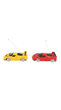 RC racing car set showing yellow and red cars with white antennae