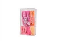 Kids hair clips set with pink and orange tones, clear hanging package with cartoon graphic