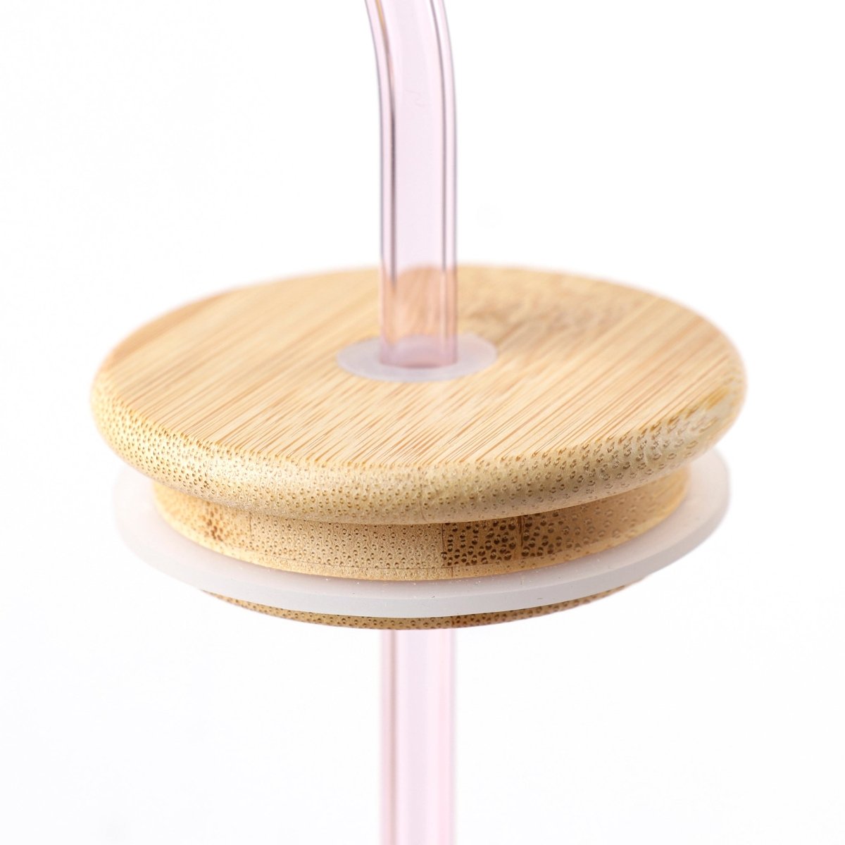 Ribbed Glass Cup with Wooden Lid and Straw + Milk Frother - MIDI