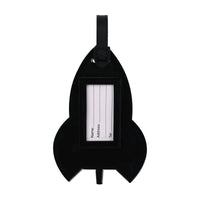 Black rocket kids luggage tag back with clear label pocket