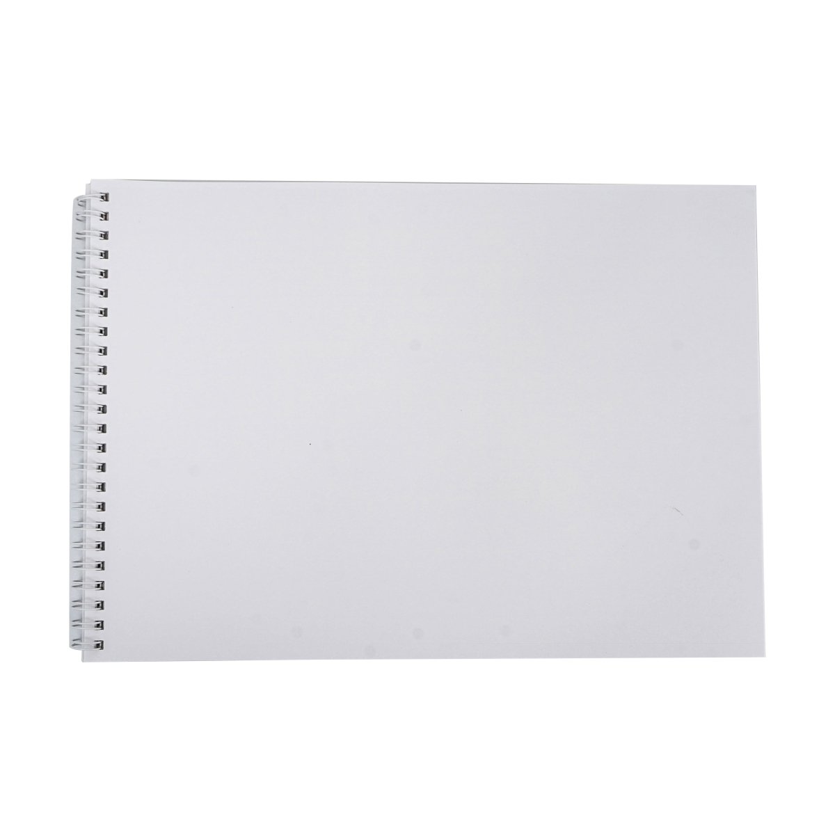 A4 marker book back cover, plain white, spiral binding at left edge