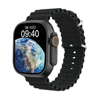 Rugged Apple Watch case and band in dark gray/black, with perforated link strap