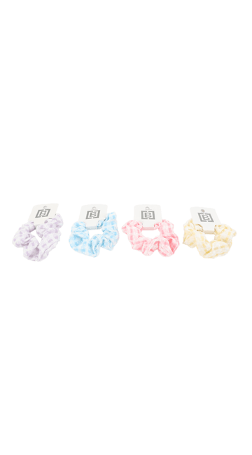 Cotton Checkered Pattern Hair Scrunchies in Various Colors 1