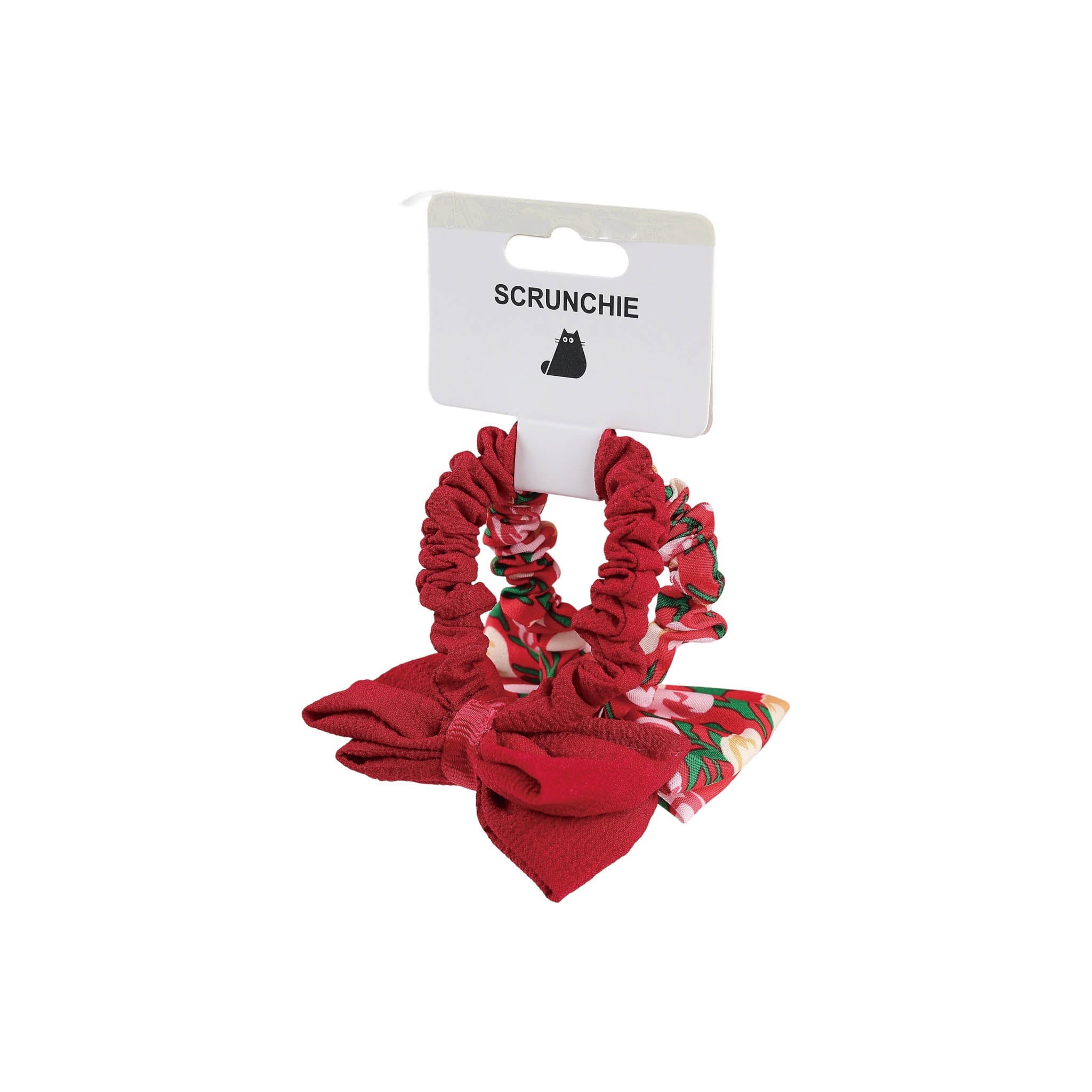 Hair Scrunchie Set with Floral Prints and Solid Colors (5)