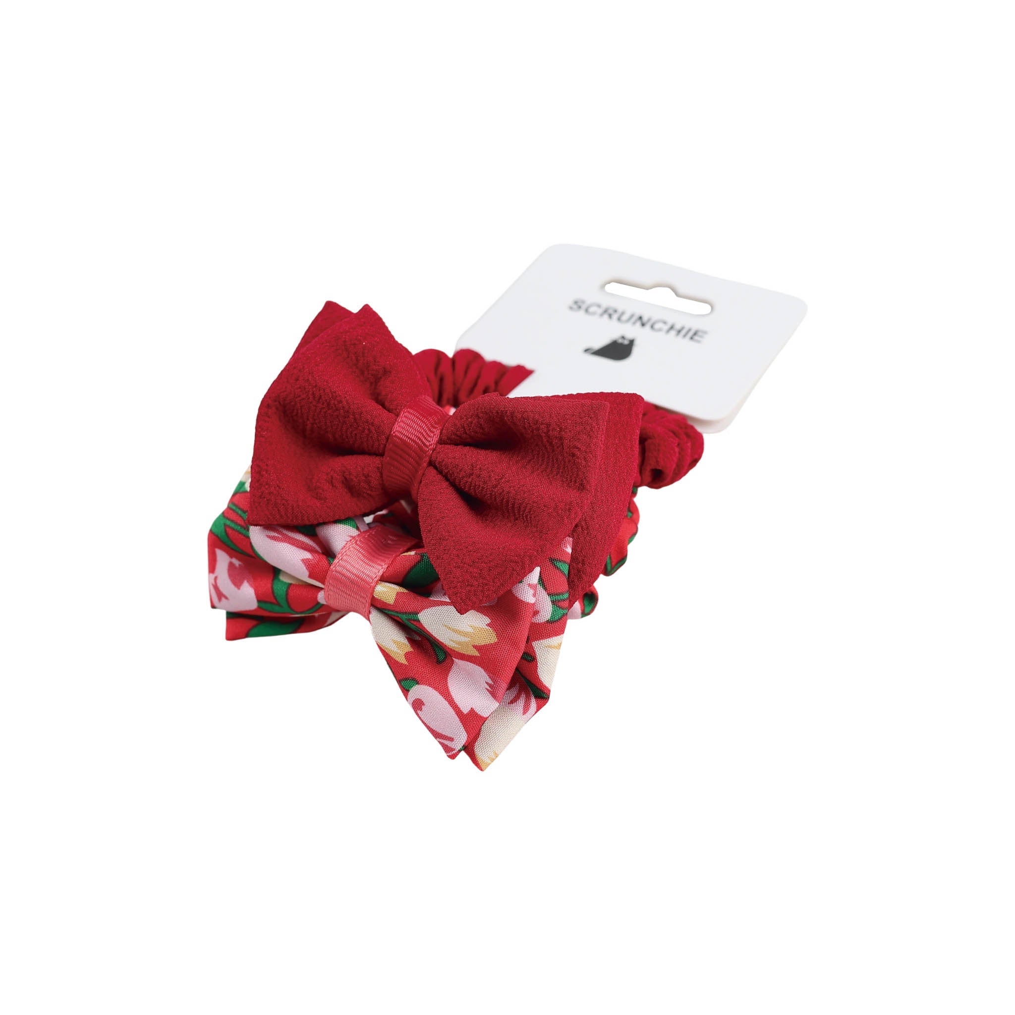 Hair Scrunchie Set with Floral Prints and Solid Colors (4)