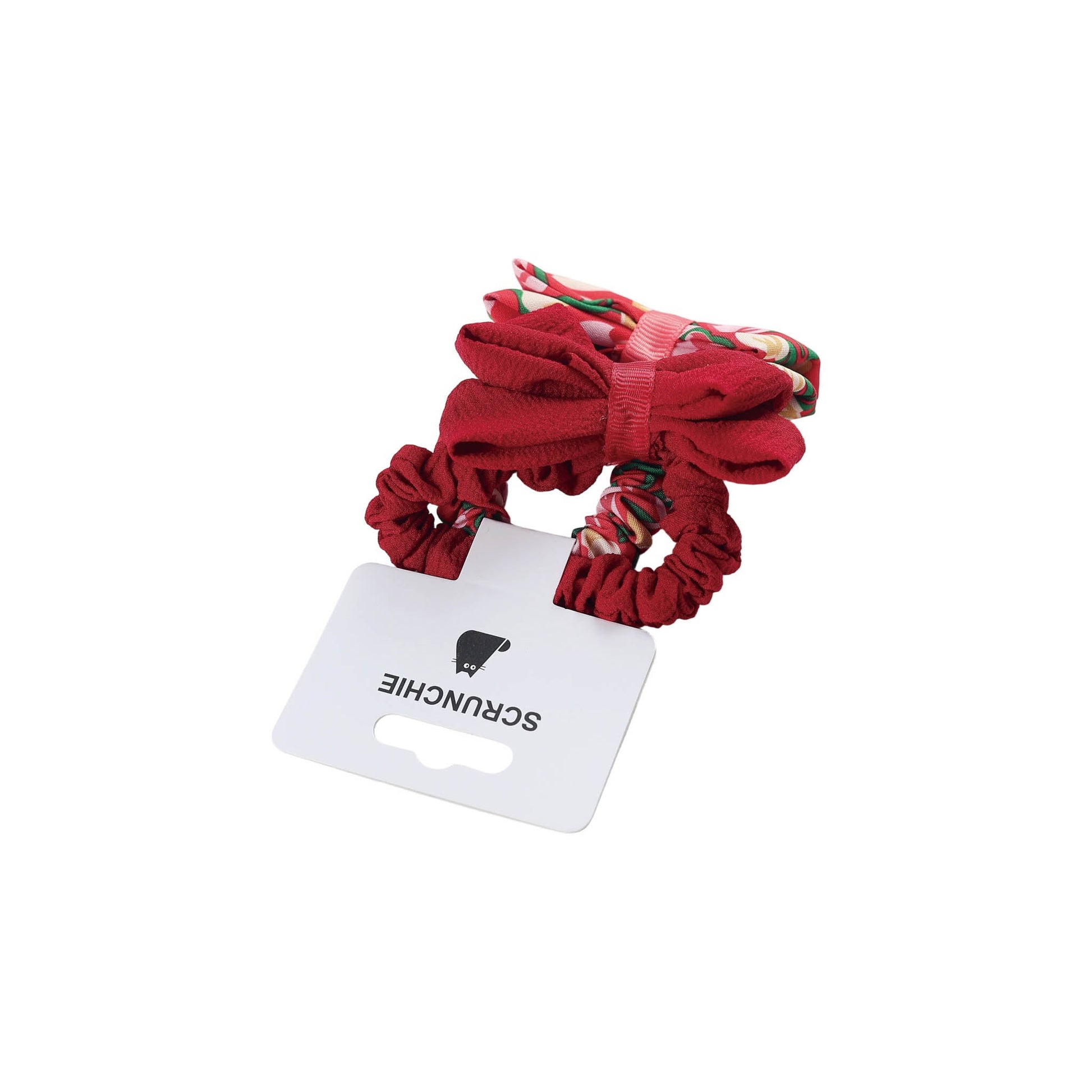 Hair Scrunchie Set with Floral Prints and Solid Colors (3)