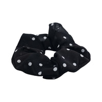 Black Hair Scrunchie with White Polka Dots 1