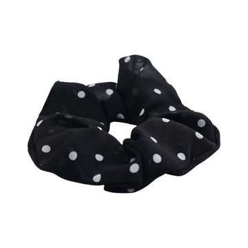 Black Hair Scrunchie with White Polka Dots 1