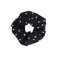 Black Hair Scrunchie with White Polka Dots 2