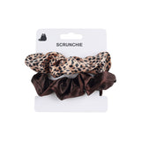 طقم 2 رباط شعر مطاطي بنقشة الفهد واللون البني