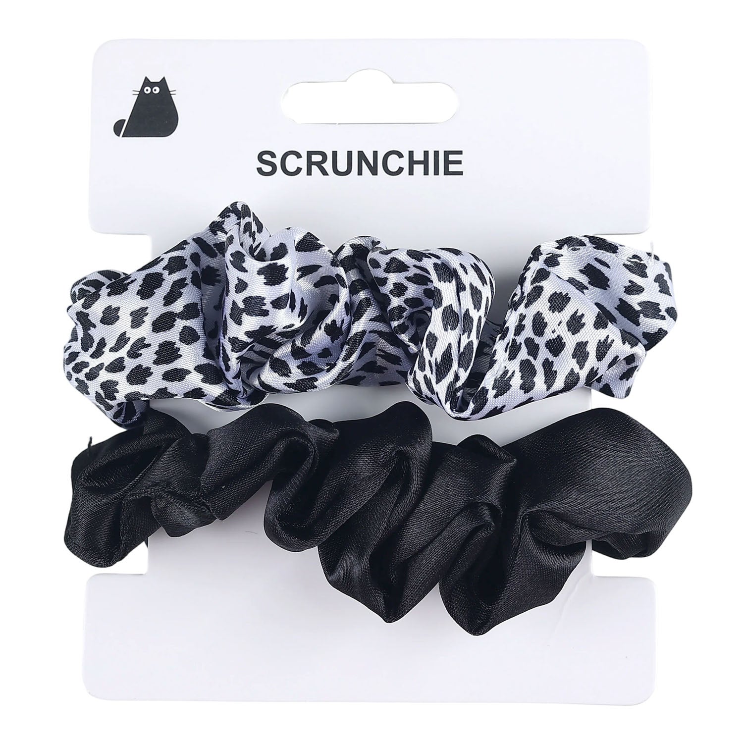 Satin Scrunchie Set with Leopard and Black Patterns 2