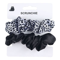 Satin Scrunchie Set with Leopard and Black Patterns 2