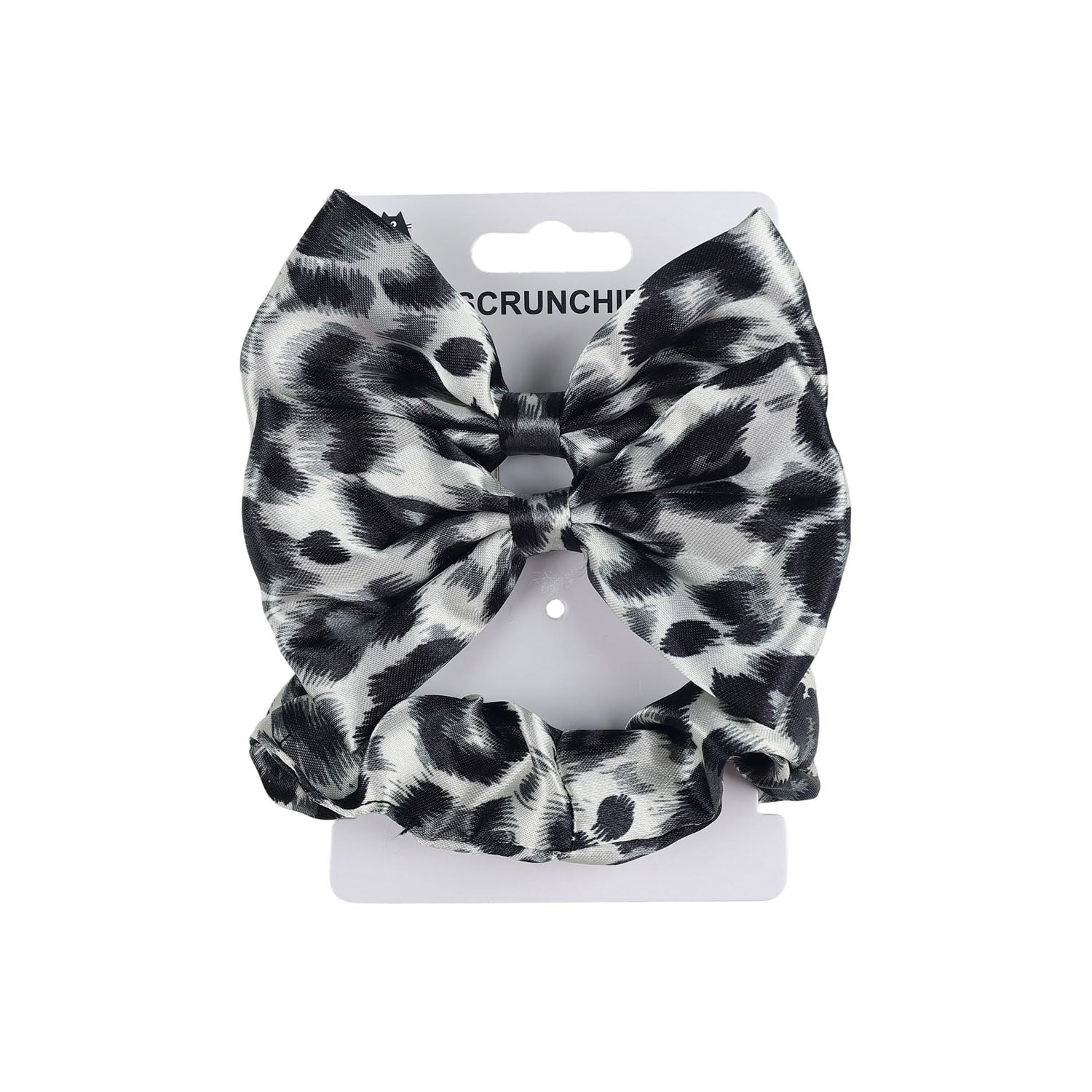 Leopard Print Hair Scrunchie Set with Bow 1