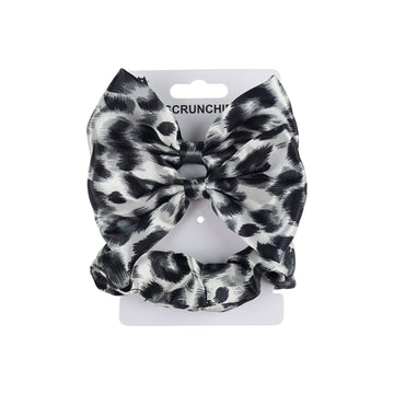 Leopard Print Hair Scrunchie Set with Bow 1