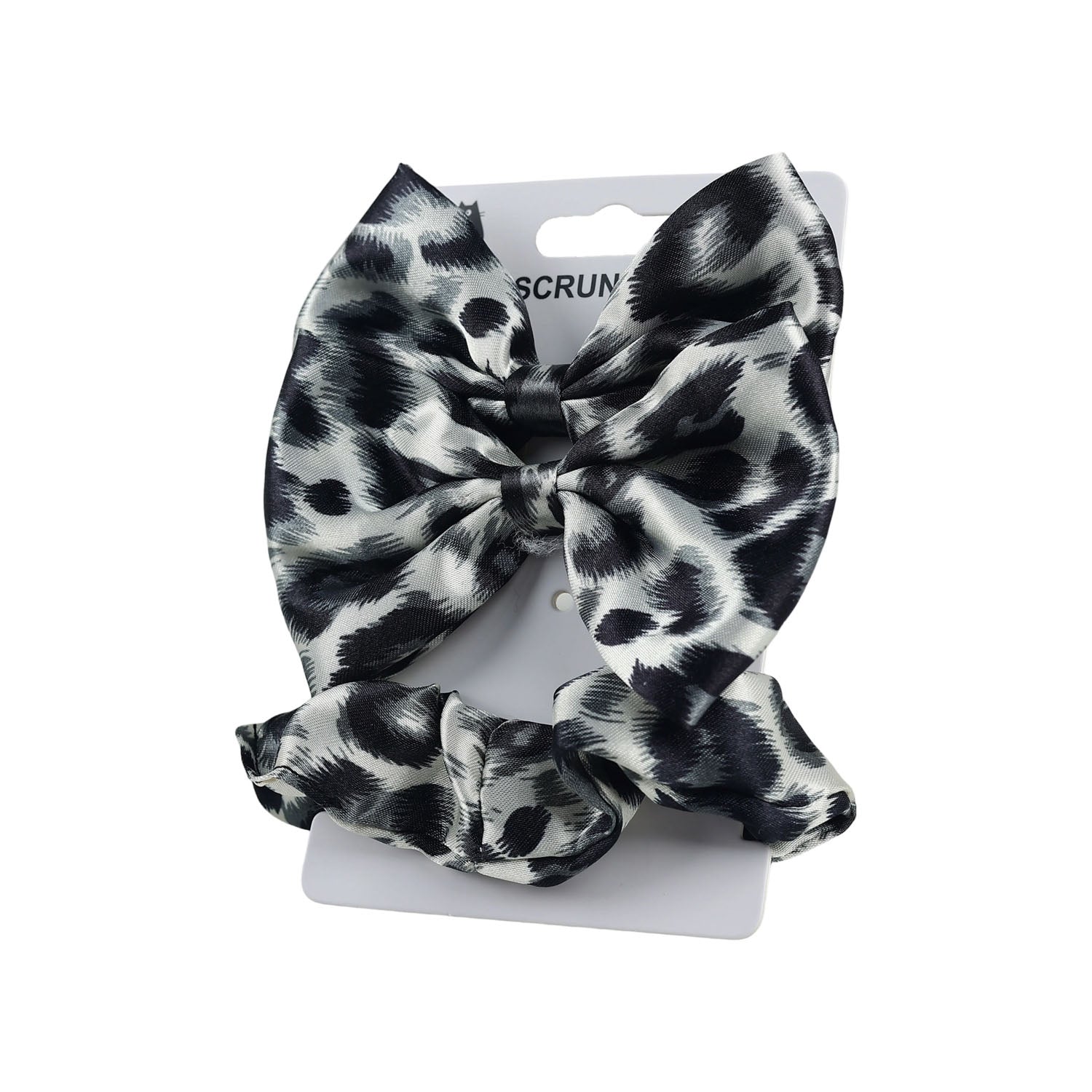 Leopard Print Hair Scrunchie Set with Bow 3
