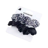 Set of Scrunchie Hair Ties in Black and Dotted Design 1